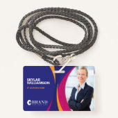 Firmenkennung und Logo - Lila Design Ausweis (Vorderseite mit Schlüsselband)