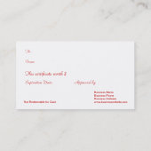 Firmenkundengeschäft-Feriengeschenk-Zertifikate Rabattkarte (Rückseite)