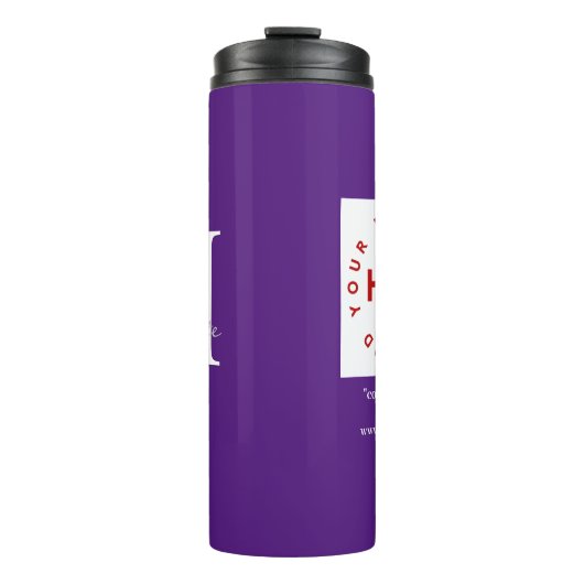 Firmenkundenlogo Modern Name des Mitarbeiters Thermosbecher (Vorderseite)