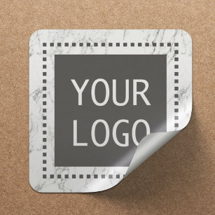 Firmenkundenspezifische Logos Modernes weißes Marm Quadratischer Aufkleber
