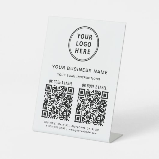 Firmenlogo 2 QR-Codes Sockelschild (Vorderseite)