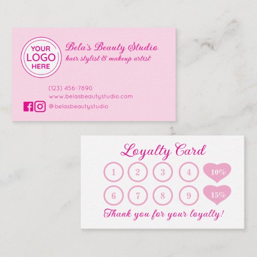 Firmenlogo Alle rosafarbenen Loyalitätskarten Visitenkarte (Vorne/Hinten)