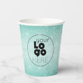 Firmenlogo Aqua Blue Glitzer Paper Party Cup Pappbecher (Vorderseite)