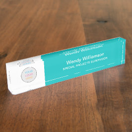 Firmenlogo Aqua Turquoise Desk Namplate Namensplakette