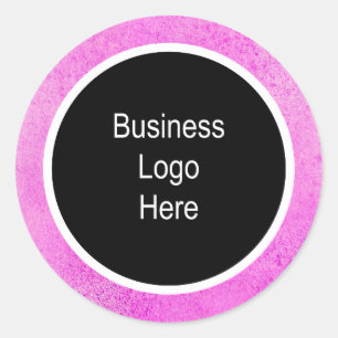 Firmenlogo Aquarellfarbe Rosa dünner Weißschlag Runder Aufkleber