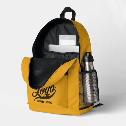 Firmenlogo auf Gold Yellow, Firmenmarke Custom Bedruckter Rucksack (Rückseitige Ecke links (Offen) )