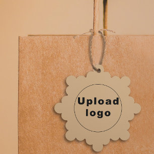 Firmenlogo auf hellbraunem Snowflake-Shape-Papier Ornament Karte