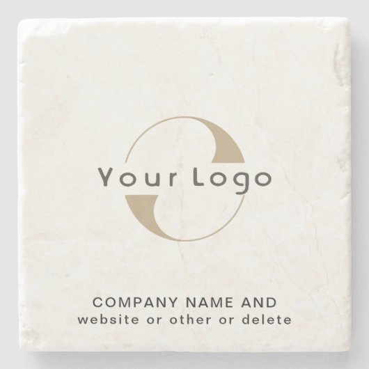 Firmenlogo auf Marmor, Saubere Minimal-Markenbezei Steinuntersetzer (Vorderseite)