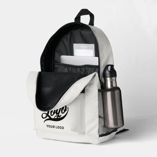 Firmenlogo auf Off white, Firmenmarke Custom Bedruckter Rucksack (Rückseitige Ecke links (Offen) )