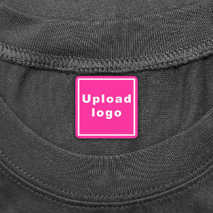 Firmenlogo auf Rosa-Quadrat-Eisen-auf-Etikett Etiketten