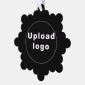 Firmenlogo auf Schwarzschneeflockenpapier Ornament Karte (Linke Ecke)