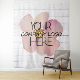 Firmenlogo - Ausstellung Hintergrund Weißes Holz Wandteppich
