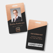 Firmenlogo Bar-Code Mitarbeiter Foto Rose Gold Ausweis (Front & Back)