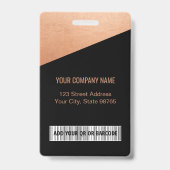 Firmenlogo Bar-Code Mitarbeiter Foto Rose Gold Ausweis (Back)