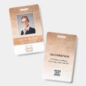 Firmenlogo Bar-Code Mitarbeiter Foto Rose Gold Ausweis (Vorder- & Rückseite)
