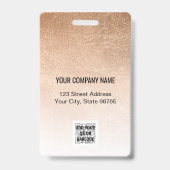 Firmenlogo Bar-Code Mitarbeiter Foto Rose Gold Ausweis (Rückseite)