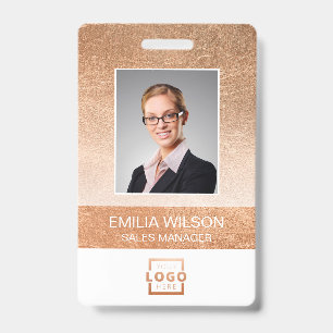 Firmenlogo Bar-Code Mitarbeiter Foto Rose Gold Ausweis