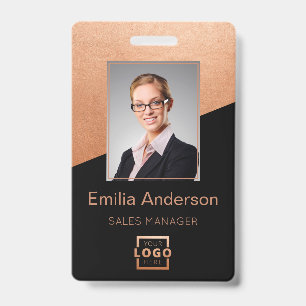 Firmenlogo Bar Code Mitarbeiterfoto Roségold Ausweis