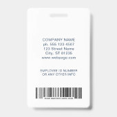 Firmenlogo Barcode Benutzerdefiniertes Mitarbeiter Ausweis (Rückseite)