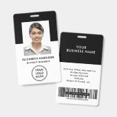 Firmenlogo Barcode Foto Mitarbeiter-ID Ausweis (Vorder- & Rückseite)