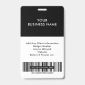 Firmenlogo Barcode Foto Mitarbeiter-ID Ausweis (Rückseite)