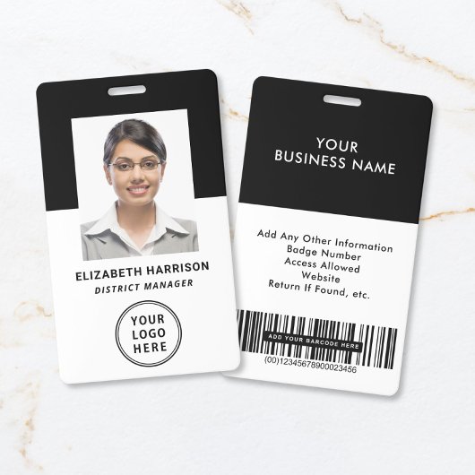 Firmenlogo Barcode Foto Mitarbeiter-ID Ausweis