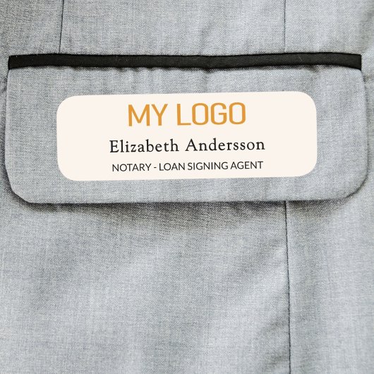 Firmenlogo beige Creme magnetisch Namensschild