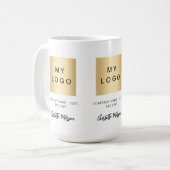 Firmenlogo, benutzerdefiniertes Markennamen-Skript Kaffeetasse (Vorderseite Links)