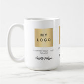 Firmenlogo, benutzerdefiniertes Markennamen-Skript Kaffeetasse (Links)