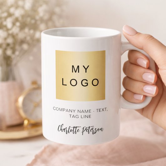 Firmenlogo, benutzerdefiniertes Markennamen-Skript Kaffeetasse