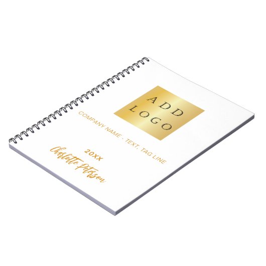 Firmenlogo, benutzerdefiniertes Markennamen-Skript Notizblock (Linke Seite)