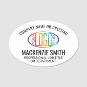 Firmenlogo Beruflich Mitarbeiter White Oval Namensschild (Vorderseite)