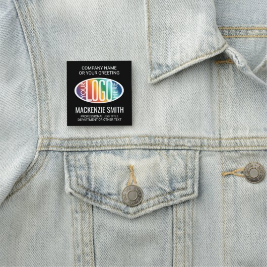 Firmenlogo Beruflicher Mitarbeiter Schwarzer Platz Namensschild (Beispiel)