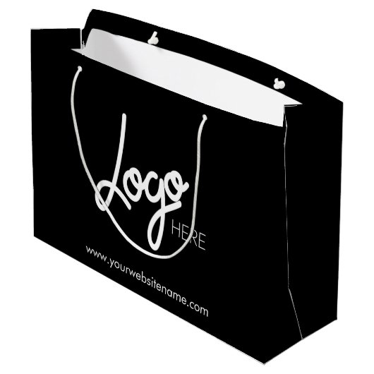 Firmenlogo Black Large Gift Bag Große Geschenktüte (Rückseite Schrägansicht)