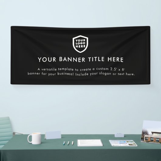 Firmenlogo | Black Minimalistisch Modern Simple 6' Banner (Messe)