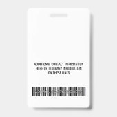 Firmenlogo BLACK Name Bar Code Benutzerdefinierte  Ausweis (Rückseite)