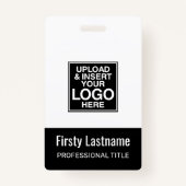 Firmenlogo BLACK Name Bar Code Benutzerdefinierte  Ausweis (Vorderseite)