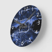 Firmenlogo blauer Agarmarmor Runde Wanduhr (Winkel)