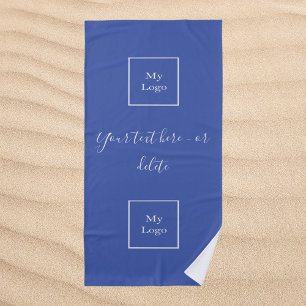 Firmenlogo blauer weißer Text Strandtuch