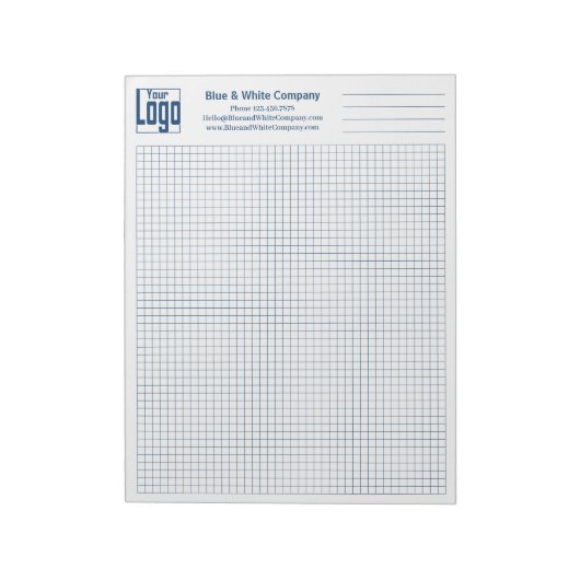 Firmenlogo Blaues Gitterdiagramm Notizblock (Rotiert)