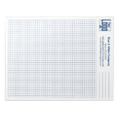 Firmenlogo Blaues Gitterdiagramm Notizblock (Vorderseite)
