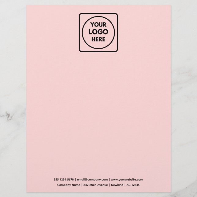 Firmenlogo | Blush Pink Modernes Minimalistisch Briefbogen (Vorderseite)