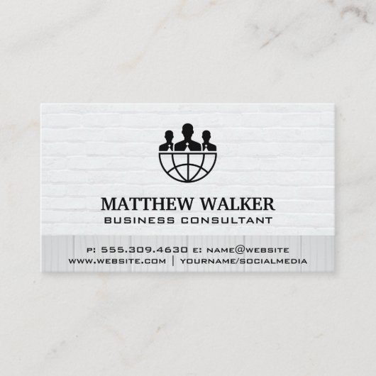 Firmenlogo | Brick Wall Wood Visitenkarte (Vorderseite)