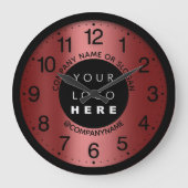 Firmenlogo Burgundy Black Name Slogan Große Wanduhr (Vorderseite)