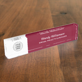 Firmenlogo Burgundy Desk Namplate Namensplakette