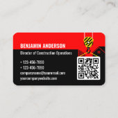 Firmenlogo Contractor QR Code Rot Professionell Visitenkarte (Rückseite)