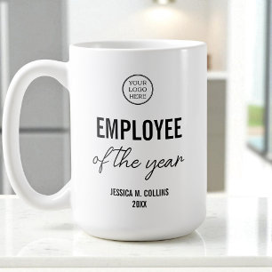 Firmenlogo Corporate Mitarbeiter des Jahres Auszei Kaffeetasse
