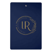 Firmenlogo Corporate Navy Blue Modern Mini Klemmbrett (Rückseite)