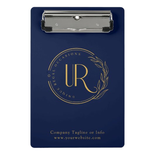 Firmenlogo Corporate Navy Blue Modern Mini Klemmbrett (Vorderseite)