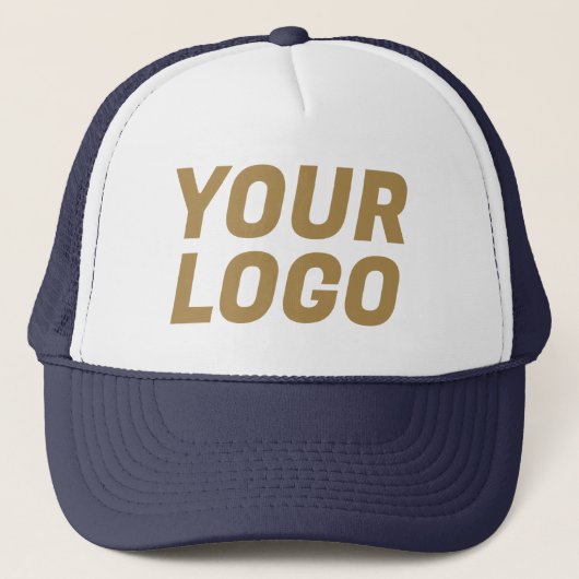 Firmenlogo CUSTOM Navy & Khaki Truckerkappe (Vorderseite)
